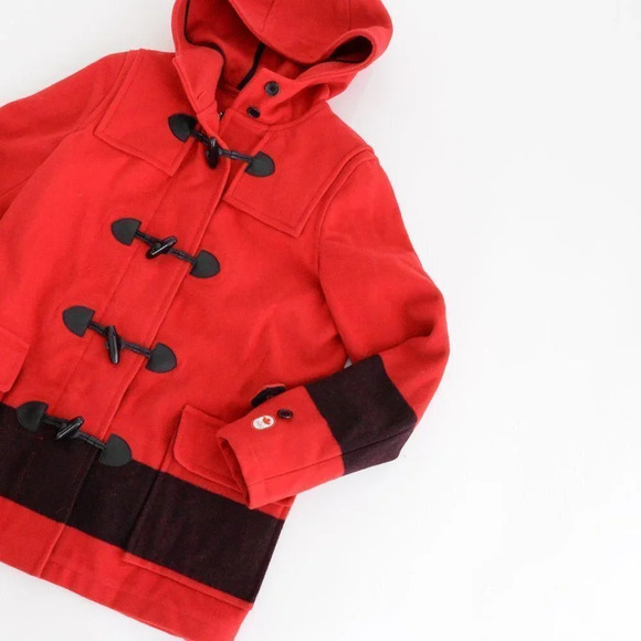 Stylish Red Toggle Pea Coat - Picture 6 of 16